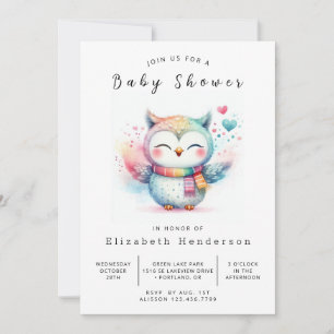 Chic Classic Owl Baby shower Kaart