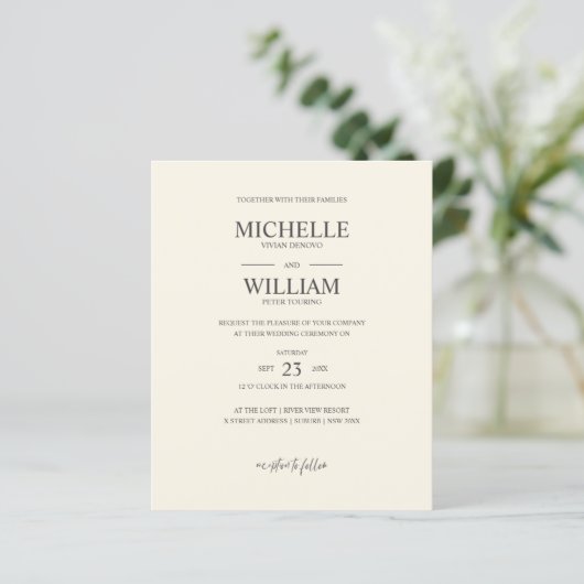 Chic Classic Plain Beige Elegant Budget Wedding (Staand voorkant)
