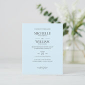 Chic Classic Plain Blue Elegant Budget Weddenschap (Staand voorkant)