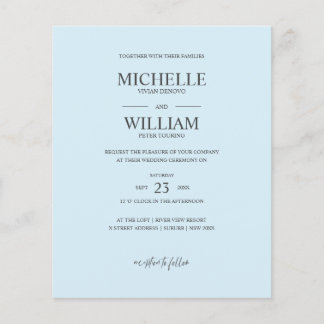 Chic Classic Plain Blue Elegant Budget Weddenschap