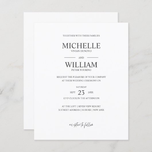 Chic Classic Plain Elegant Budget Wedding (Voorkant / Achterkant)
