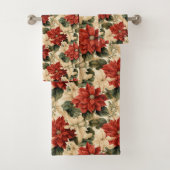 Chic Classic Red and White Poinsettias Christmas Bad Handdoek (Insitu)