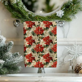Chic Classic Red and White Poinsettias Christmas Bad Handdoek