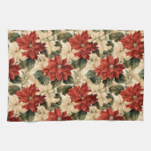 Chic Classic Red and White Poinsettias Christmas  Theedoek (Horizontaal)