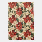 Chic Classic Red and White Poinsettias Christmas  Theedoek (Verticaal)