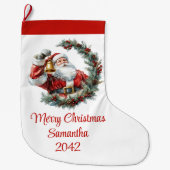 Chic Classic Santa Claus Trendy Editable Christmas Grote Kerstsok (Voorkant)
