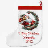 Chic Classic Santa Claus Trendy Editable Christmas Grote Kerstsok (Achterkant)