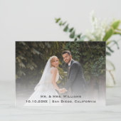 Chic Classic Trendy Wedding Photo Bride and Groom Bedankkaart (Staand voorkant)