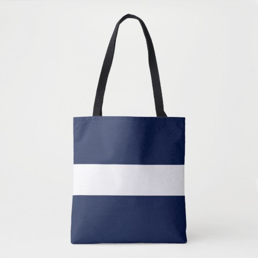 Chic Classic Wide Navy Blue White Nautical Stripes Tote Bag (Voorkant)