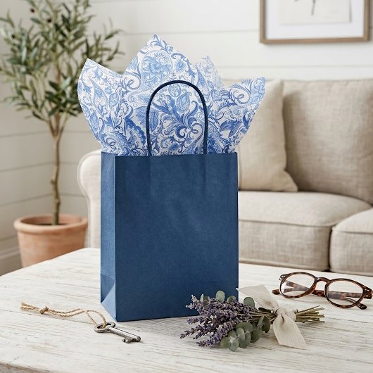 Chic Classy Blue Paisley Floral Art Tissue Paper Tissuepapier