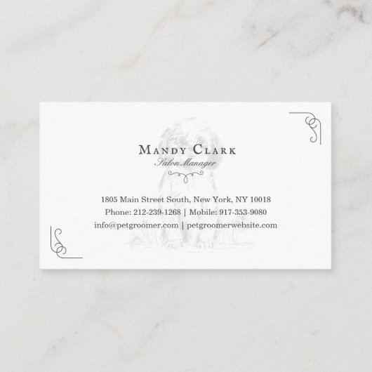 Chic Classy Boutique Style Pet Salon Shih Tzu Dog Visitekaartje (Achterkant)