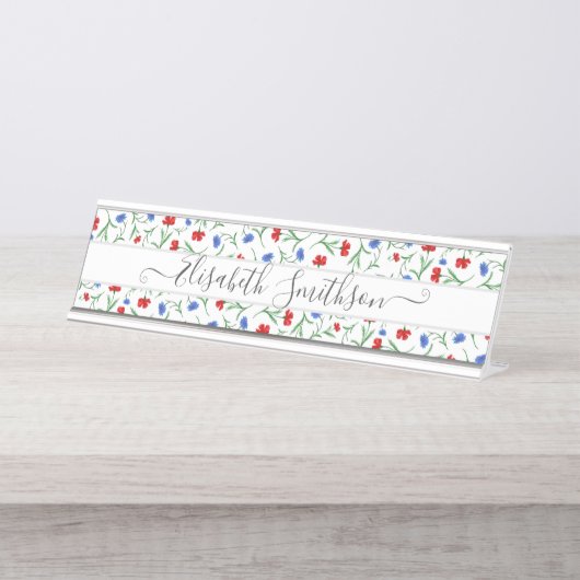 Chic Classy Elegant Custom Professional Floral Bureau Naambordje (Voorkant)