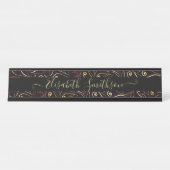 Chic Classy Elegant Dark Black Professional Floral Bureau Naambordje (Voorkant)