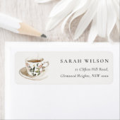 Chic Classy Floral Tea Cup Address Tea Party  Etiket (Insitu)