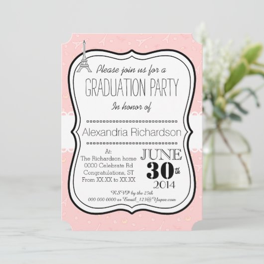 Chic classy Paris eiffel tower Graduparty Kaart (Staand voorkant)