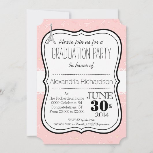 Chic classy Paris eiffel tower Graduparty Kaart (Voorkant)