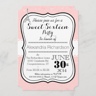 Chic classy Paris eiffel tower Sweet Sixteen Kaart