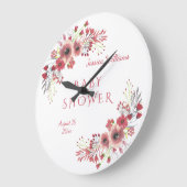 Chic Classy Red Floral Waterverf Baby shower Grote Klok (Hoek)