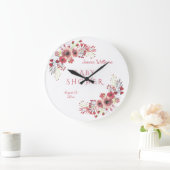 Chic Classy Red Floral Waterverf Baby shower Grote Klok (Huis)