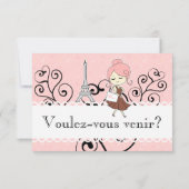 Chic classy roze Paris Eiffeltoren RSVP Kaartje (Achterkant)