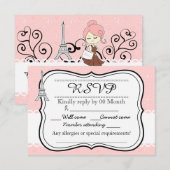 Chic classy roze Paris Eiffeltoren RSVP Kaartje (Voorkant / Achterkant)