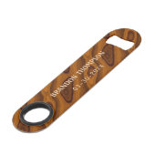 Chic Classy Warm Amber Bruin Hout Grain Patroon Speed Flessenopener (Voorkant Gekanteld)