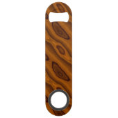 Chic Classy Warm Amber Bruin Hout Grain Patroon Speed Flessenopener (Achterkant)