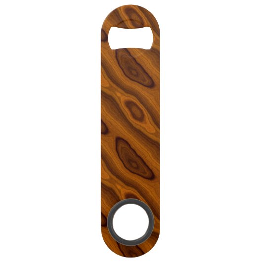 Chic Classy Warm Amber Bruin Hout Grain Patroon Speed Flessenopener (Achterkant)
