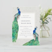 Chic Classy  Waterverf Peacock Verloving Kaart (Staand voorkant)