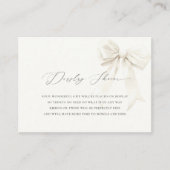 Chic Classy White Bow Display Douche Vrijgezellenf Informatiekaartje (Voorkant)