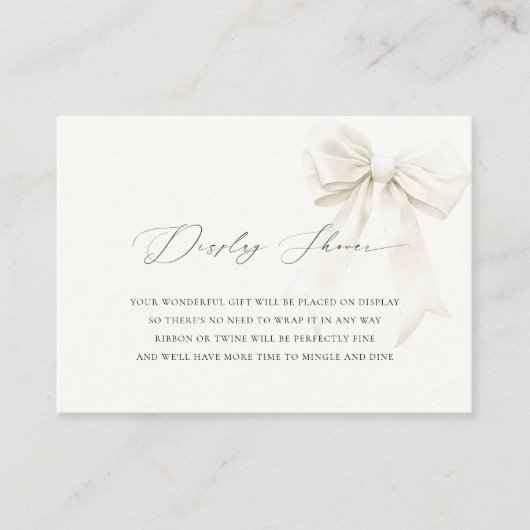 Chic Classy White Bow Display Douche Vrijgezellenf Informatiekaartje (Voorkant)