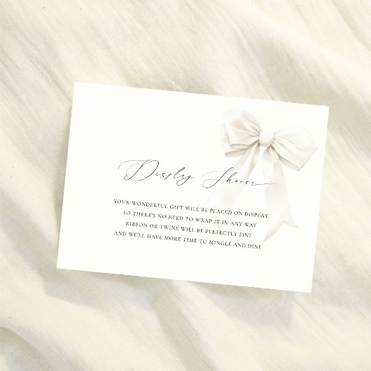 Chic Classy White Bow Display Douche Vrijgezellenf Informatiekaartje