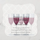 Chic Classy Wine Glass Bridal Shower Kaart (Voorkant / Achterkant)