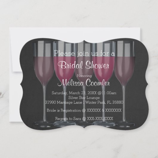 Chic Classy Wine Glass Bridal Shower Kaart (Voorkant)
