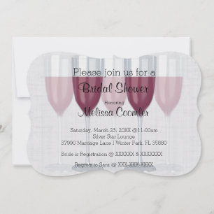 Chic Classy Wine Glass Bridal Shower Kaart