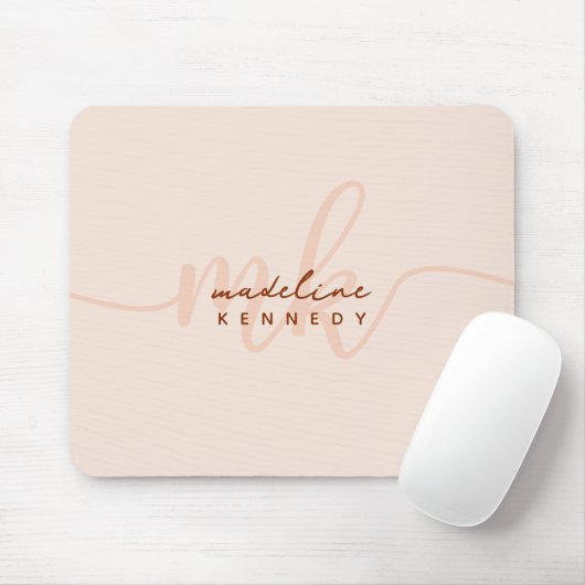 Chic Clay en Beige Modern Monogram Muismat (Met muis)