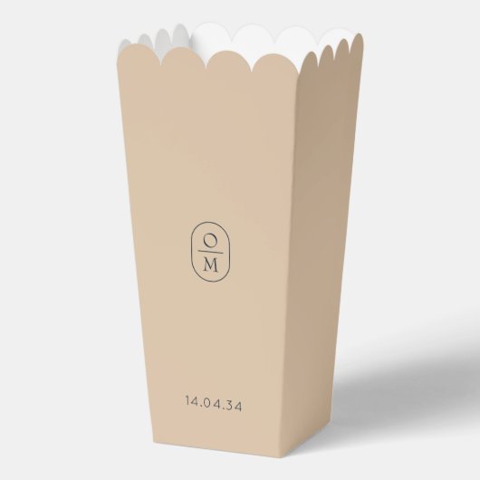 Chic Clay Monogram Popcorn Favor Box Bedankdoosjes (Achterkant)