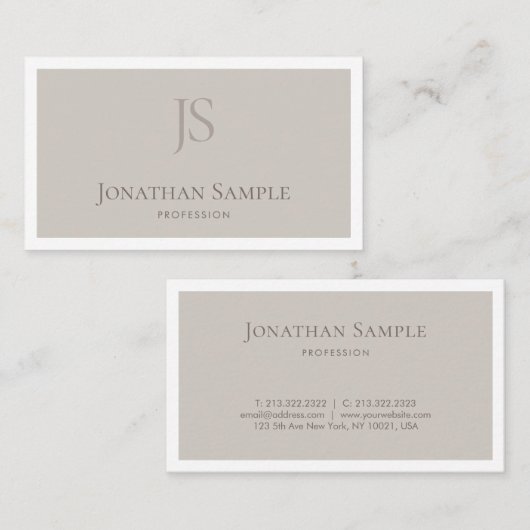 Chic Clean Design Modern Monogram Plain Excellent Visitekaartje (Voorkant / Achterkant)