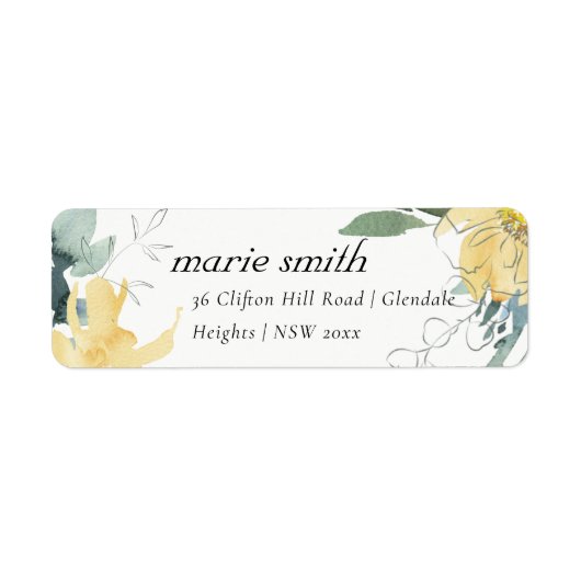 CHIC CLEAN YELLOW GROENE WATERVERF FLORAAL ADRES ETIKET (Voorkant)