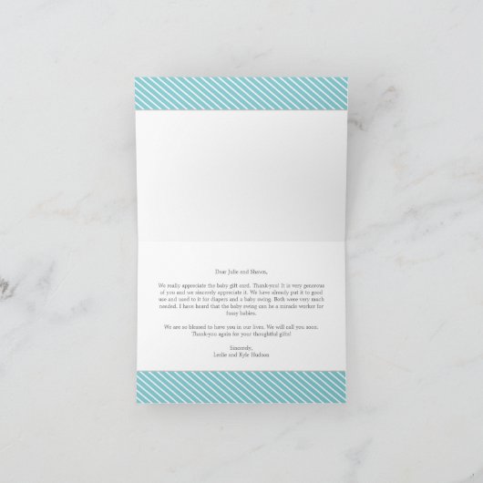 Chic Clothesline Baby Bedankt Card - Jongen (Binnen)