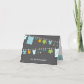 Chic Clothesline Baby Bedankt Card - Jongen (Voorkant)