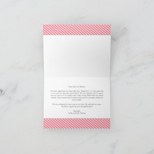 Chic Clothesline Baby Dank u kaart - Meisje (Binnen)