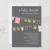 Chic Clothesline Baby shower Invitation (Meisje) Kaart (Voorkant)