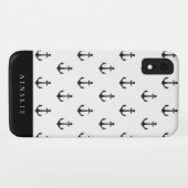 Chic Coastal Black Anchor Pattern Case-Mate iPhone Case (Achterkant (horizontaal))