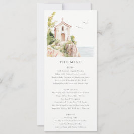 Chic Coastal Catholic Church Wedding Menu Kaart