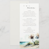 Chic Coastal Palm Beach Seascape Wedding Menu Kaar Kaart (Voorkant / Achterkant)