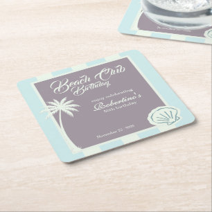 Chic Coastal Stripe Beach Club 50ste verjaardag Kartonnen Onderzetters