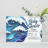 Chic Coastal Waves Baby shower Kaart (Staand voorkant)