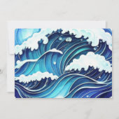 Chic Coastal Waves Baby shower Kaart (Achterkant)