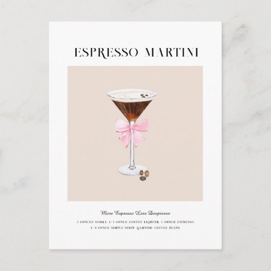 Chic Cocktail Art | Espresso Martini Recept Briefkaart (Voorkant)